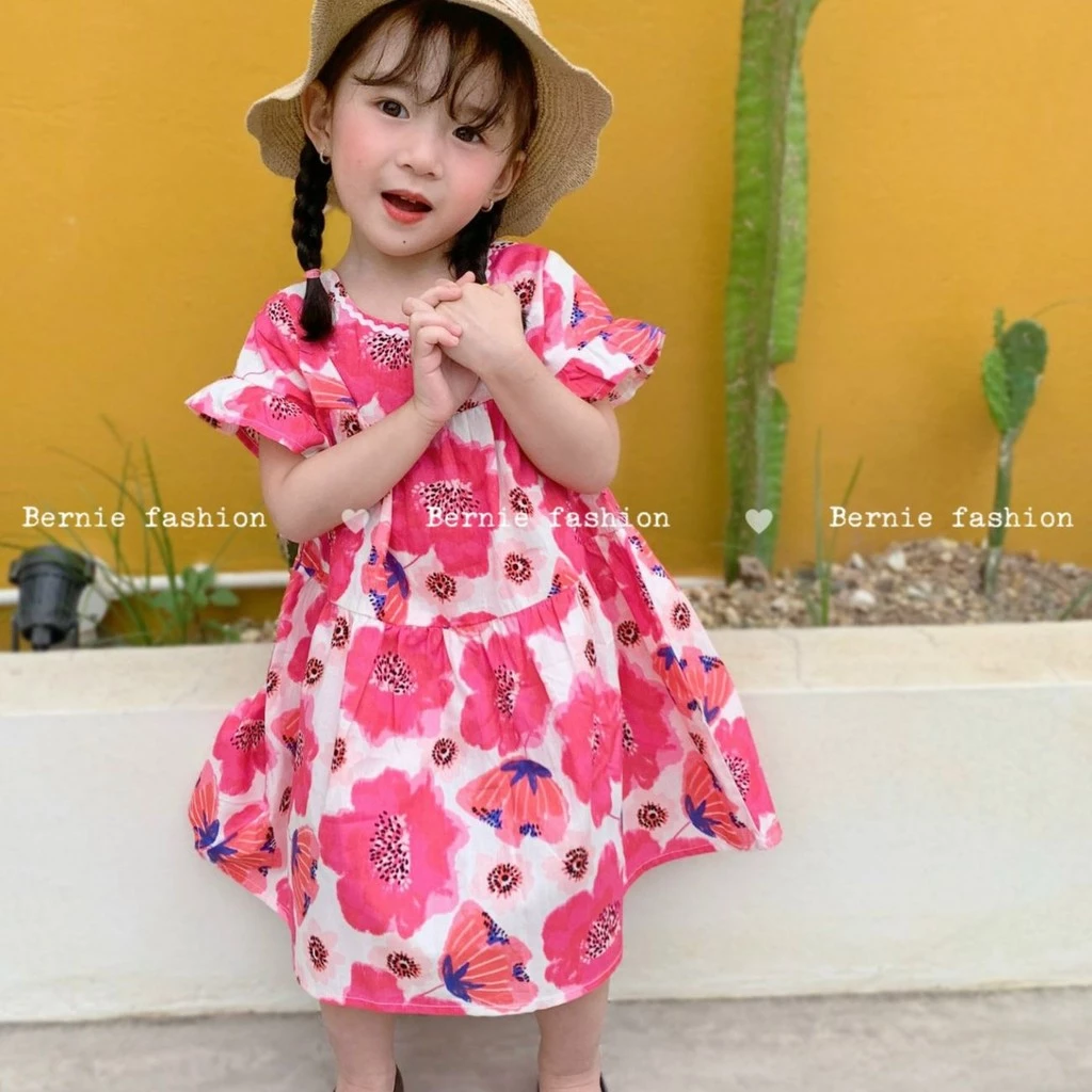 -Tổng hợp váy bé gái babydoll xòe rộng họa tiết hoa xinh tươi 1 đến 7 tuổi BERNIE