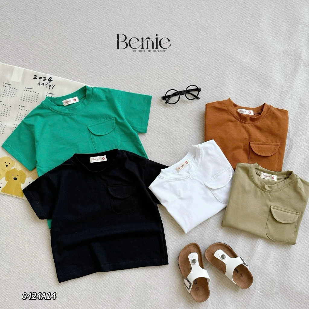 Áo phông cộc tay thun cotton cho bé trai bé gái unisex thể thao 1 đến 7 tuổi BERNIE 0424A14