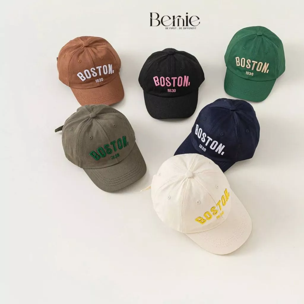 Mũ lưỡi trai unisex cho bé trai bé gái đáp chữ phối viền màu BERNIE 46-54cm bé 2 đến 8 tuổi TH