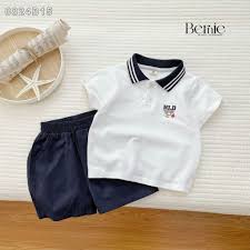 Set bộ thun tay ngắn basic phối màu cho bé trai mùa hè Hello summer 1 đến 7 tuổi BERNIE H0225B32
