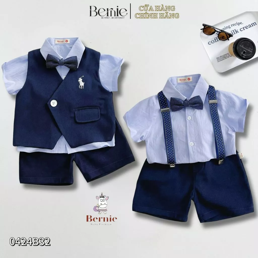 Set công tử vest gile phong cách hàn quốc cho bé trai tổng hợp thôi nôi, sinh nhật từ 1-7tuổi BERNIE