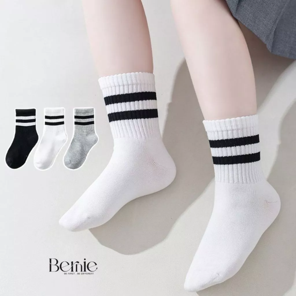 Tất vớ trắng trơn thể thao unisex cho các bé trai bé gái tổng hợp basic màu nhà BERNIE 1 đến 5 tuổi